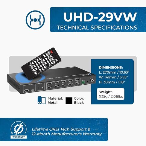 وحدة تحكم جدار الفيديو OREI 4K 3x3 HDMI/USB-C تعرض إخراج يصل إلى 1080 بكسل - 2x2، 1x2، 1x4، 1x3، 2x3، 3x2، 2x4، 4x2 يدعم استخراج الصوت RS-232 بتدوير 180 درجة (UHD-29VW) in Saudi Arabia