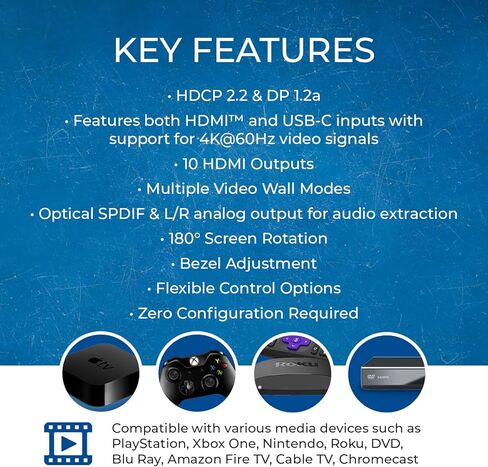 وحدة تحكم جدار الفيديو OREI 4K 3x3 HDMI/USB-C تعرض إخراج يصل إلى 1080 بكسل - 2x2، 1x2، 1x4، 1x3، 2x3، 3x2، 2x4، 4x2 يدعم استخراج الصوت RS-232 بتدوير 180 درجة (UHD-29VW) in Saudi Arabia