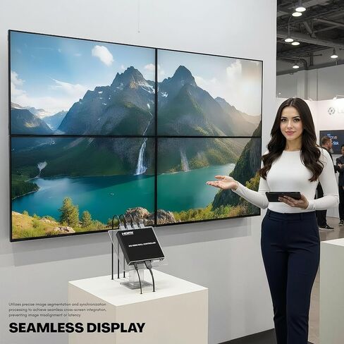 2x2 HDMI Video Wall Controller, Ultra HD 4K DVI TV Wall Processor, 1 in 4 Out, 180° Rotating, Edge Blending, RS232 & IR Remote Control for Projector Computer Monitor Gaming in Kuwait