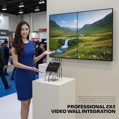 2x2 HDMI Video Wall Controller, Ultra HD 4K DVI TV Wall Processor, 1 in 4 Out, 180° Rotating, Edge Blending, RS232 & IR Remote Control for Projector Computer Monitor Gaming in Kuwait