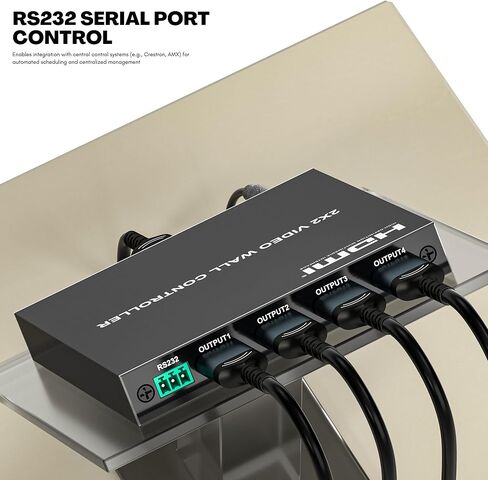 2x2 HDMI Video Wall Controller, Ultra HD 4K DVI TV Wall Processor, 1 in 4 Out, 180° Rotating, Edge Blending, RS232 & IR Remote Control for Projector Computer Monitor Gaming in Kuwait