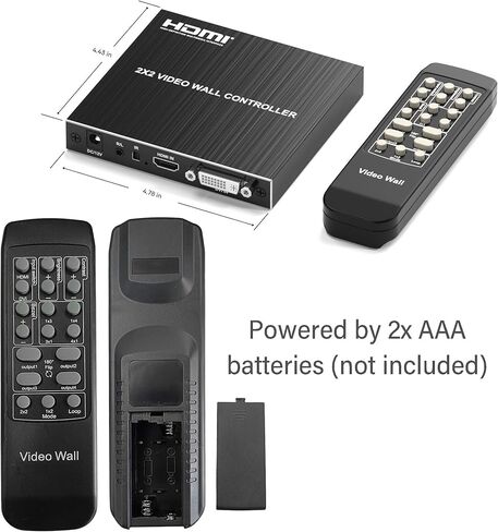 2x2 HDMI Video Wall Controller, Ultra HD 4K DVI TV Wall Processor, 1 in 4 Out, 180° Rotating, Edge Blending, RS232 & IR Remote Control for Projector Computer Monitor Gaming in Kuwait