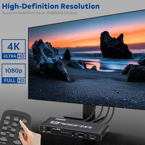 وحدة تحكم حائط الفيديو 2X3 HDMI معالج حائط الفيديو 4K@30 هرتز، 14 وضعًا للربط، مستخلص الصوت، 2x3، 2x2، 3x2 1x1، 1x2، 5x1، 6x1، 6 شاشات مجمعة معًا لعرض صفحة كاملة in Kuwait