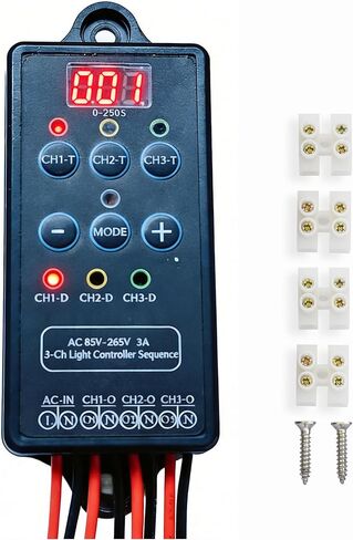 AC 110/240V 3 Channel Light Controller Sequencer with 50+ Modes,Easy to Program and Fix Installation with Mini Shell Protection in Saudi Arabia
