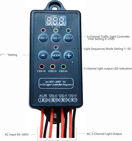 AC 110/240V 3 Channel Light Controller Sequencer with 50+ Modes,Easy to Program and Fix Installation with Mini Shell Protection in Saudi Arabia