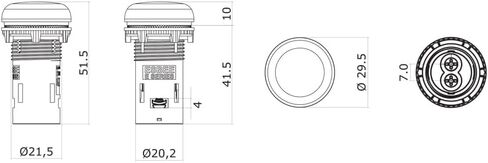 ضوء مؤشر LED مقاس 22 مم، تيار متردد 240 فولت - مدرج في قائمة UL، IP65 مقاوم للماء مع أطراف IP20 (أزرق، أخضر، كهرماني، أحمر، أصفر) - 5 عبوات (أزرق) in Kuwait
