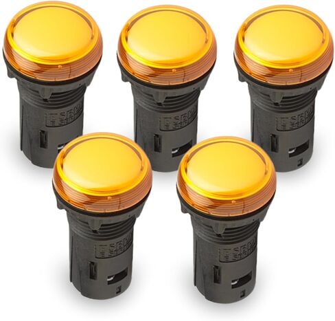 ضوء مؤشر LED مقاس 22 مم، تيار متردد 240 فولت - مدرج في قائمة UL، IP65 مقاوم للماء مع أطراف IP20 (أزرق، أخضر، كهرماني، أحمر، أصفر) - 5 عبوات (أزرق) in Kuwait