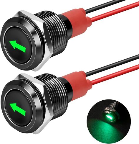 Linkstyle 4 قطع 12 مم (1/2 بوصة) ضوء مؤشر LED، مصباح إشارة مقاوم للماء IP67، 5 فولت - 125 فولت رأس داش طيار مناسب عالميًا مع سلك 18AWG (أخضر + أحمر) in Saudi Arabia