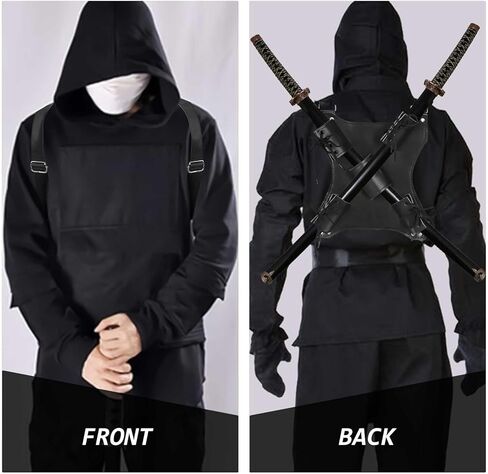 BigKing Ninja Sword Back Holster, Sword Bag Sword Back Sheath Adjustable Leather Double Sword Holder Back Durable Strap Sword Carrying Bag Case for Cosplay Anime Costume in Saudi Arabia