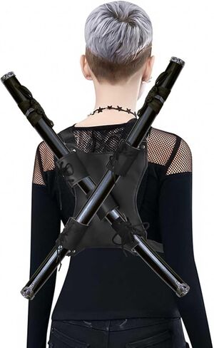 BigKing Ninja Sword Back Holster, Sword Bag Sword Back Sheath Adjustable Leather Double Sword Holder Back Durable Strap Sword Carrying Bag Case for Cosplay Anime Costume in Saudi Arabia