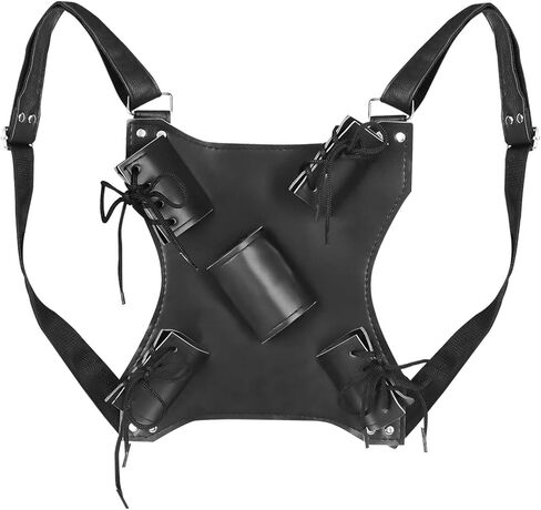 BigKing Ninja Sword Back Holster, Sword Bag Sword Back Sheath Adjustable Leather Double Sword Holder Back Durable Strap Sword Carrying Bag Case for Cosplay Anime Costume in Saudi Arabia