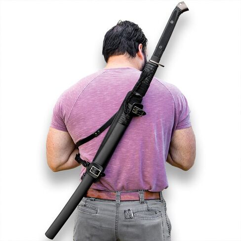 Honshu Over-The-Shoulder Scabbard Harness | Leather and Stainless Steel | for Honshu Broadsword | Comfortable Sword Carry Option | 15 3/4" Scabbard Overall in Kuwait