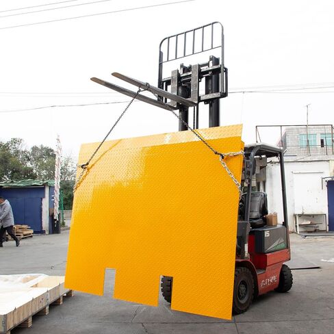 Heavy Duty Container Loading Ramp, Steel Dock Ramp with Diamond Plate, Forklift Compatible Shipping Container Ramp with Safety Chains for Warehouse & Dock Use in Kuwait