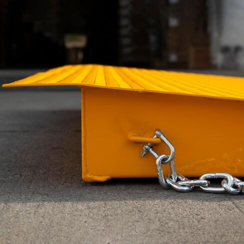 Heavy Duty Container Loading Ramp, Steel Dock Ramp with Diamond Plate, Forklift Compatible Shipping Container Ramp with Safety Chains for Warehouse & Dock Use in Kuwait