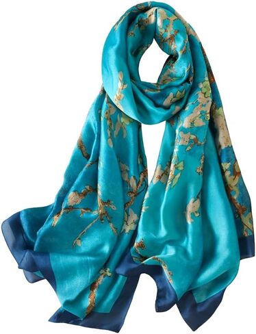 Trillion London® Silk Scarf| Blue Scarf | Silk Neck Scarf For Women | Lightweight Scarves for Ladies | Shawl Wraps | Suitable for Travelling & Gifting | Smooth Soft Finish | Size - 185cm * 85cm in Kuwait