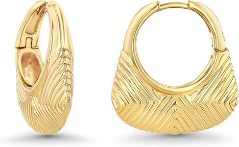 Thin Gold Open Square Hoops Statement Earrings with Brown Tiger Eye Stone for Women, Small Bold Handmade Exaggerated Irregular Trendy Jewelry Gifts, Simple Geometric Post Hoop Huggie Summer Beach Fashion Earrings Accessories, Dainty Vintage Nickle Free Da in Kuwait