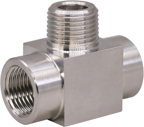 1/8 NPT tee pipe fitting female x female x male 3 ways T thread pipe adapter, stainless steel male run tee fitting connector for for oil pressure gauge, 4350 psi in Saudi Arabia