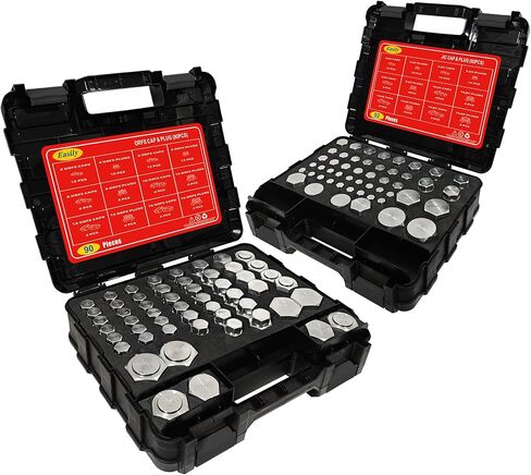 182 PCS JIC and ORFS Master Industrial Hydraulic Cap and Plug Hose Tube and Pipe Fitting Kit Cap and Plug Kit with 45 PCS O-Ring Seals, Black Double Sided Organizer in Saudi Arabia