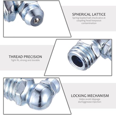 90Pcs Metric Grease Fittings Kit,Straight and Angled Grease Zerk Kit, M6 M8 M10 180 45 90 Degree Hydraulic Grease Zerk Assortment for Angled Grease Guns Mechanical Component Lubrication in Kuwait