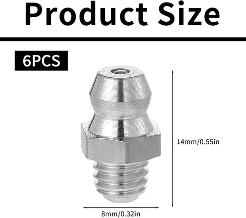 6 Pcs Stainless Steel Straight Grease Fitting, M6 x 1Mm Thread Hydraulic Metric Grease Fittings, Heavy-Duty Stainless Zerk Fitting, Portable Metric Zerk Fittings Accessories in Kuwait