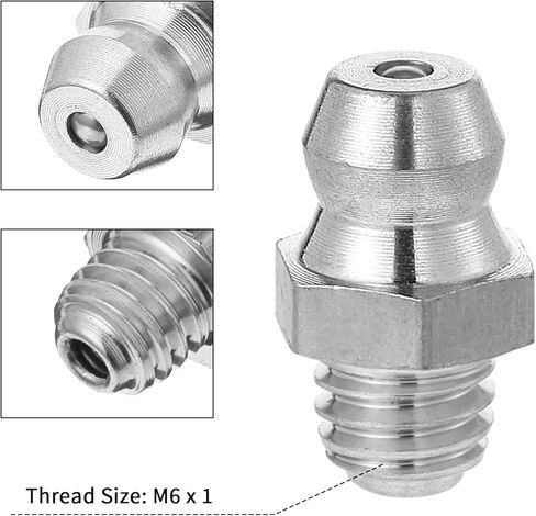 6 Pcs Stainless Steel Straight Grease Fitting, M6 x 1Mm Thread Hydraulic Metric Grease Fittings, Heavy-Duty Stainless Zerk Fitting, Portable Metric Zerk Fittings Accessories in Kuwait