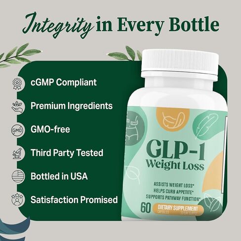 دعم فقدان الوزن GLP-1 - حارق الدهون للرجال والنساء - يدعم المسارات الصحية المرتبطة بنشاط GLP-1 + مكمل مثبط الشهية - 60 كبسولة للمساعدة في إنقاص الوزن in Kuwait