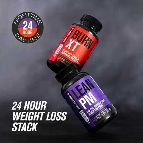 Jacked Factory Lean PM Night Time Burner، مكمل مساعد على النوم، ومثبط الشهية للرجال والنساء - 60 حبة نباتية خالية من المنشطات لفقدان الوزن in Kuwait