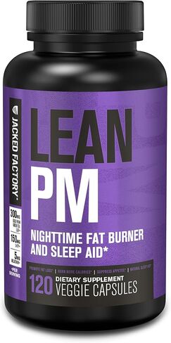 Jacked Factory Lean PM Night Time Fat Burner, Sleep Aid Supplement, & Appetite Suppressant for Men and Women - 60 Stimulant-Free Veggie Weight Loss Diet Pills in Kuwait