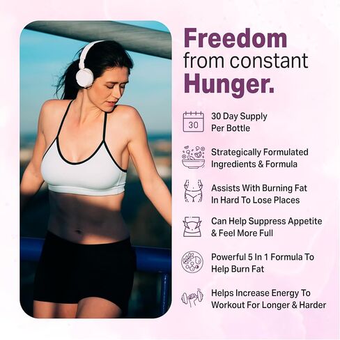 وداعًا للشهية من ByeBye Cravings - يدعم وظيفة مسار GLP-1، وحبوب إنقاص الوزن للنساء وحارق الدهون + مثبط الشهية | مكمل تم اختباره من قبل جهة خارجية - 60 كبسولة لإنقاص الوزن in Kuwait