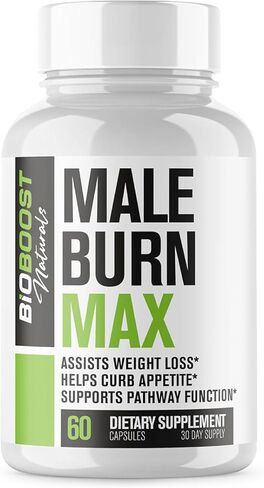 Male Burn MAX - حارق الدهون للرجال - حبوب إنقاص الوزن، دعم GLP-1، مثبط الشهية - 5 مكونات قوية للمساعدة في حرق الدهون مع الحفاظ على العضلات - تم اختبارها من قبل طرف ثالث - 60 كبسولة in Kuwait