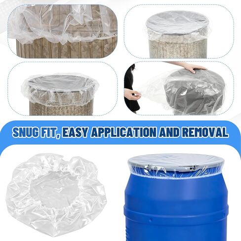 20 Pcs 55 Gallon Elastic Drum Covers, 4 Mil Polyethylene Waterproof Bucket Cap Covers Anti Static and Ultraviolet for Outdoor Containers, Protection Against Contaminants in Saudi Arabia