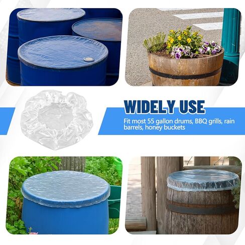 20 Pcs 55 Gallon Elastic Drum Covers, 4 Mil Polyethylene Waterproof Bucket Cap Covers Anti Static and Ultraviolet for Outdoor Containers, Protection Against Contaminants in Saudi Arabia