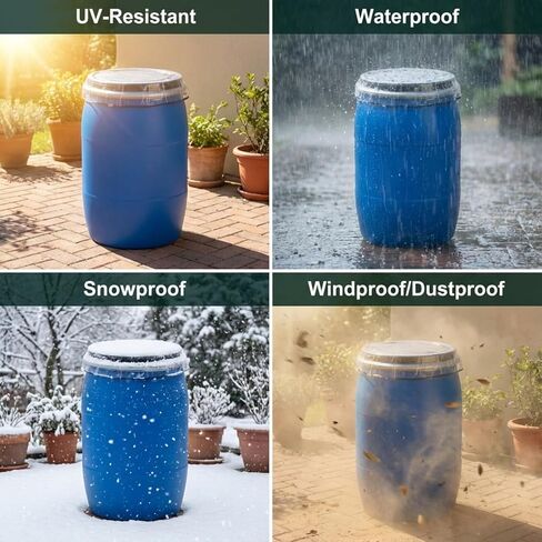 20 Pcs 55 Gallon Elastic Drum Covers, 4 Mil Polyethylene Waterproof Bucket Cap Covers Anti Static and Ultraviolet for Outdoor Containers, Protection Against Contaminants in Saudi Arabia
