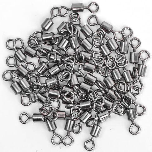 50PCS Stainless Steel Fishing Connector Corrosion Resistance Barrel Bearing Rolling Swivel Solid Ring Connector Accessories in Saudi Arabia