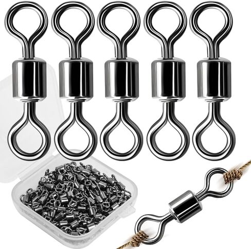 50PCS Stainless Steel Fishing Connector Corrosion Resistance Barrel Bearing Rolling Swivel Solid Ring Connector Accessories in Saudi Arabia