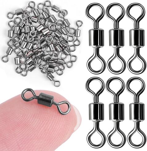 50PCS Stainless Steel Fishing Connector Corrosion Resistance Barrel Bearing Rolling Swivel Solid Ring Connector Accessories in Saudi Arabia