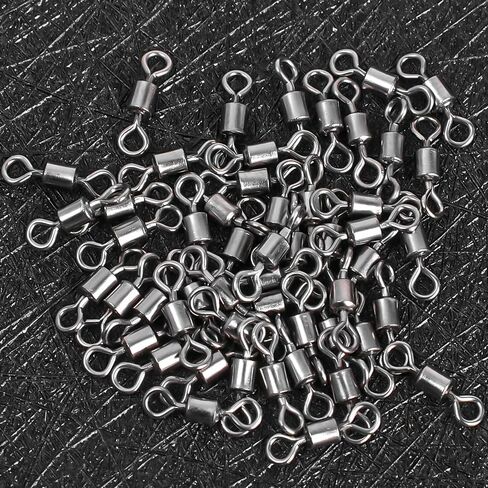 50PCS Stainless Steel Fishing Connector Corrosion Resistance Barrel Bearing Rolling Swivel Solid Ring Connector Accessories in Saudi Arabia