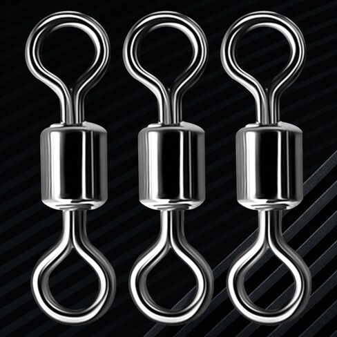 50PCS Stainless Steel Fishing Connector Corrosion Resistance Barrel Bearing Rolling Swivel Solid Ring Connector Accessories in Saudi Arabia