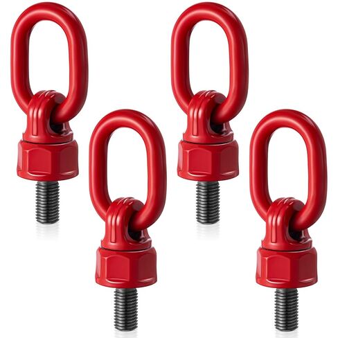 4 Pack M16 x 31.8 G80 Swivel Eye Bolt 360° Rotation Hoist Ring, 1.5 Ton-2.5 Ton Capacity, 1080mpa Tensile Strength Lifting Ring for Crane Machinery Parts, Red in Kuwait