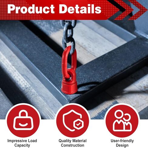 4 Pack M16 x 31.8 G80 Swivel Eye Bolt 360° Rotation Hoist Ring, 1.5 Ton-2.5 Ton Capacity, 1080mpa Tensile Strength Lifting Ring for Crane Machinery Parts, Red in Kuwait