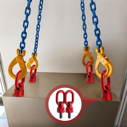 4 Pack M16 x 31.8 G80 Swivel Eye Bolt 360° Rotation Hoist Ring, 1.5 Ton-2.5 Ton Capacity, 1080mpa Tensile Strength Lifting Ring for Crane Machinery Parts, Red in Kuwait