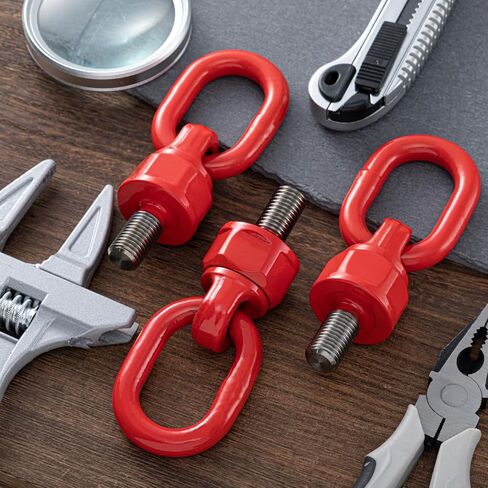 4 Pack M16 x 31.8 G80 Swivel Eye Bolt 360° Rotation Hoist Ring, 1.5 Ton-2.5 Ton Capacity, 1080mpa Tensile Strength Lifting Ring for Crane Machinery Parts, Red in Kuwait