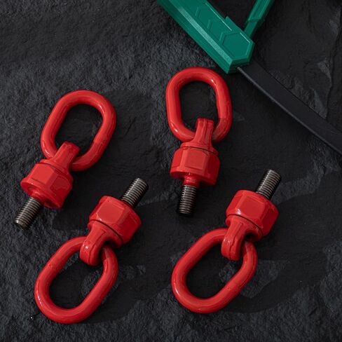 4 Pack M16 x 31.8 G80 Swivel Eye Bolt 360° Rotation Hoist Ring, 1.5 Ton-2.5 Ton Capacity, 1080mpa Tensile Strength Lifting Ring for Crane Machinery Parts, Red in Kuwait