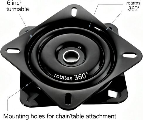 6-Inch Heavy Duty Swivel Plate – Solid Ball Bearing Ring & Full Ball Design | 360° Smooth Rotation | Square-Steel Replacement Part Fits Bar Stools, Chairs, Recliners, Boat Seats/TV Tables in Saudi Arabia