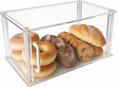 Clear Acrylic Bakery Display Case , 15.8" x 7.9" x 9.5" Countertop Pastry Display Case with Front Handle , Dustproof Food Storage for Donuts , Bagels , Cakes & Cookies - Ideal for Home , Café & Commercial Use in Saudi Arabia