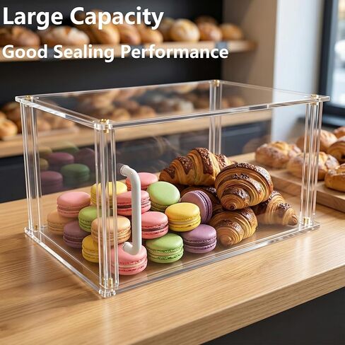Clear Acrylic Bakery Display Case , 15.8" x 7.9" x 9.5" Countertop Pastry Display Case with Front Handle , Dustproof Food Storage for Donuts , Bagels , Cakes & Cookies - Ideal for Home , Café & Commercial Use in Saudi Arabia