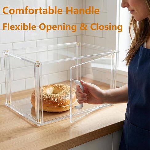 Clear Acrylic Bakery Display Case , 15.8" x 7.9" x 9.5" Countertop Pastry Display Case with Front Handle , Dustproof Food Storage for Donuts , Bagels , Cakes & Cookies - Ideal for Home , Café & Commercial Use in Saudi Arabia