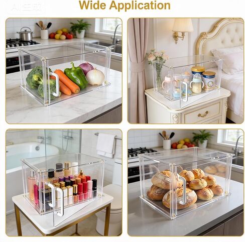 Clear Acrylic Bakery Display Case , 15.8" x 7.9" x 9.5" Countertop Pastry Display Case with Front Handle , Dustproof Food Storage for Donuts , Bagels , Cakes & Cookies - Ideal for Home , Café & Commercial Use in Saudi Arabia
