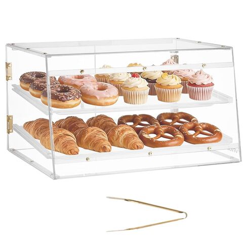 VEVOR Bakery Display Case, 4-Tier Commercial Countertop Pastry Display Case, Clear Acrylic Bread Box for Kitchen, Party Cake Cabinet with Magnetic Rear Door for Cookie Dessert Donut, 20.9"x17.1"x16.3" in Saudi Arabia