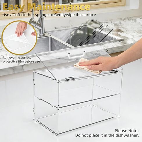 2 Tier Acrylic Food Display Case for Countertop Pastry Display case with Lift-Up Rear Door -Keep Donuts, Bagels, Cakes & Cookies Fresh in Saudi Arabia